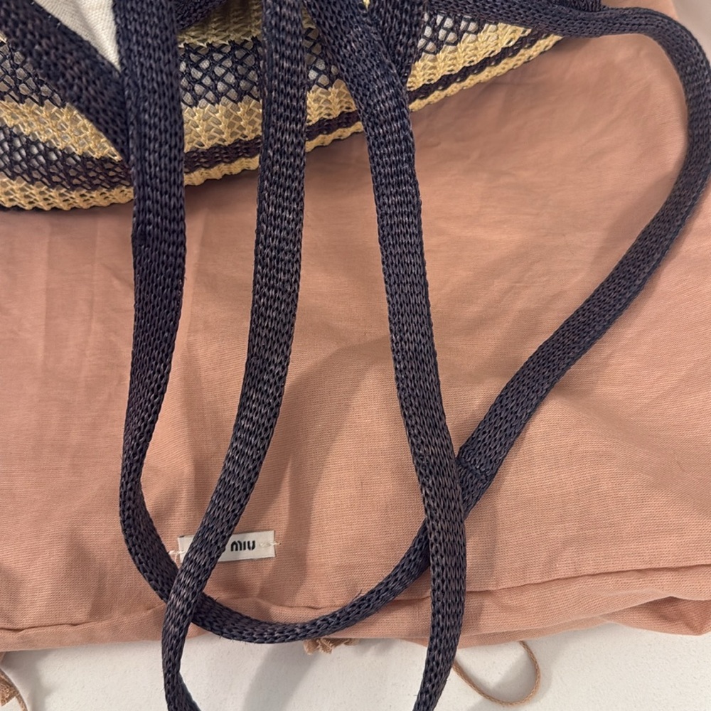 Miu Miu Logo Raffia Effect Tote Bag - Picture 7 of 13